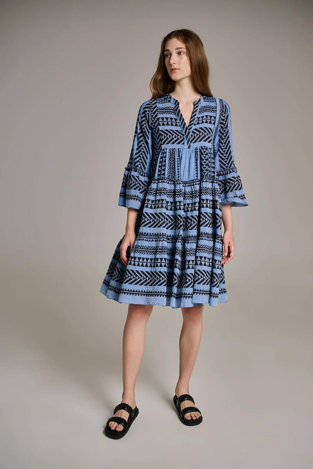 Devotion twins. Ella Midi dress. Blue and black