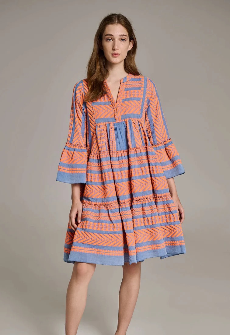 Devotion twins. Ella midi dress. Blue and orange