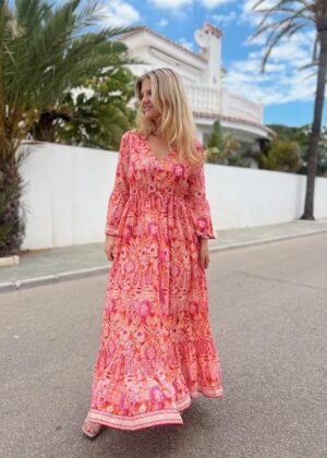 Rah Oslo. Maria dress orange ikat