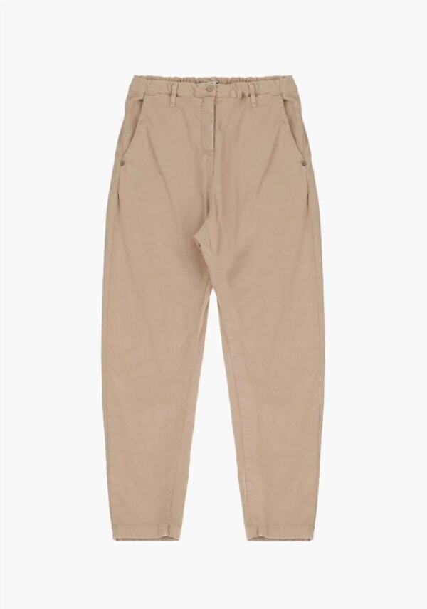 Please. Carrot cotton pants outmilk