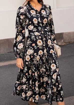 Miss maya. Vicky midi dress. Antique black poplin