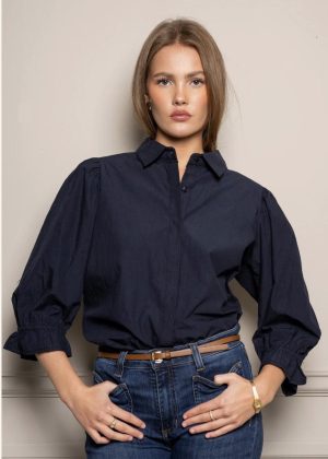 Miss Maya. Amy blouse marine poplin